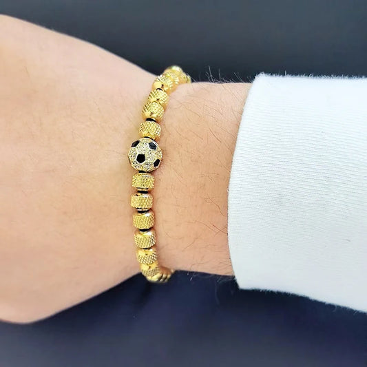 Luxury Football Charms Stainless Steel Beads Man Bracelets Hand Jewelry Gifts Pulseras Hombre