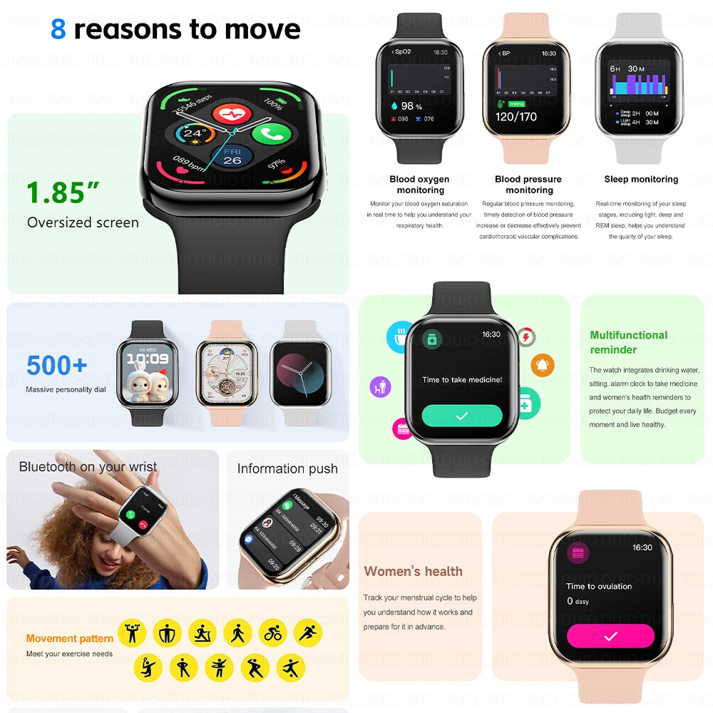 2025 New Watch 10 Series Smart Watch Health Monitoring Sports Mode Reminder Function  500+ DIY Dial 1.85 Inch Women Smart Watch