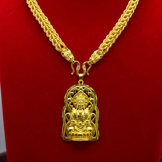 New Gold Store Same Style Men's Gold Necklace 9999 24K Real Gold Guanyin Buddha Brand Luxury AU750 Jewelry