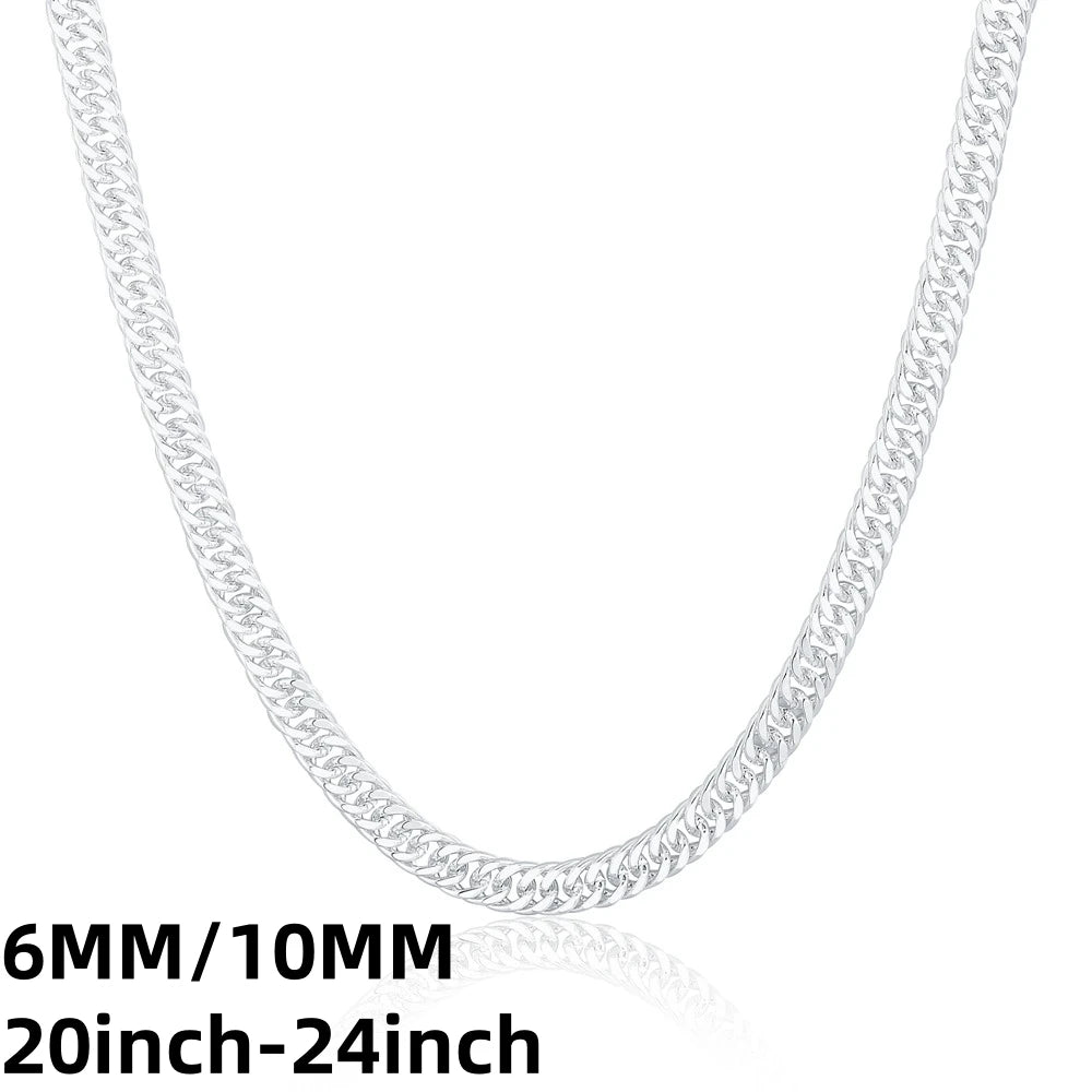 Fashion 6mm/10mm Sideways Cuban Necklace, 20-24 Inch Hip Hop Men And Women Fashion Wedding Engagement Jewelry Gift