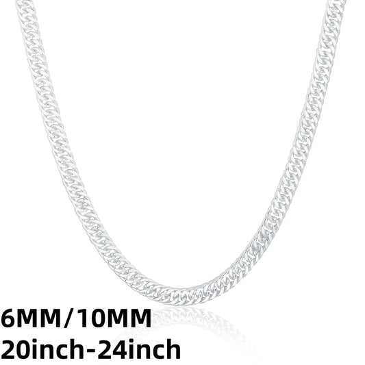 Fashion 6mm/10mm Sideways Cuban Necklace, 20-24 Inch Hip Hop Men And Women Fashion Wedding Engagement Jewelry Gift