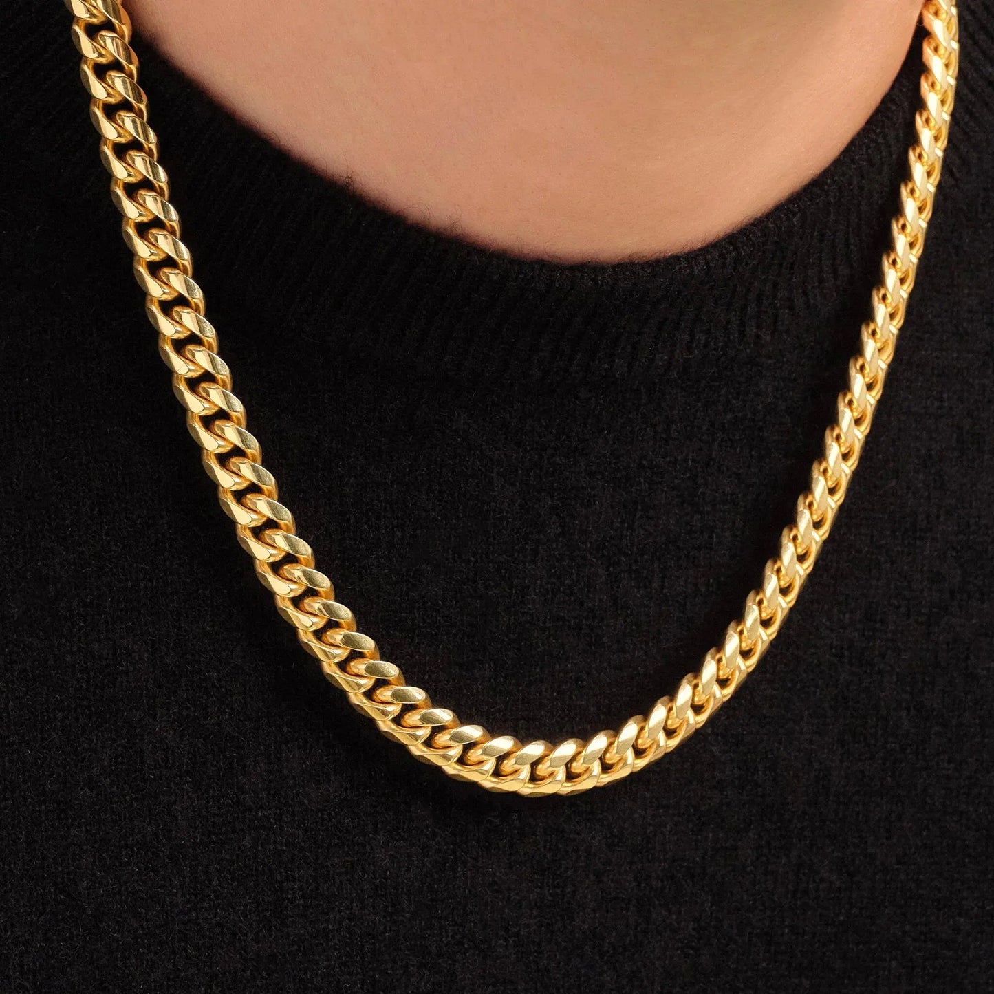 Stainless Steel Mens Cuban Link Chain Miami Necklace 8/10/12/14mm Width No Fade & Durable Hip Hop Jewelry 7''-26'' Length