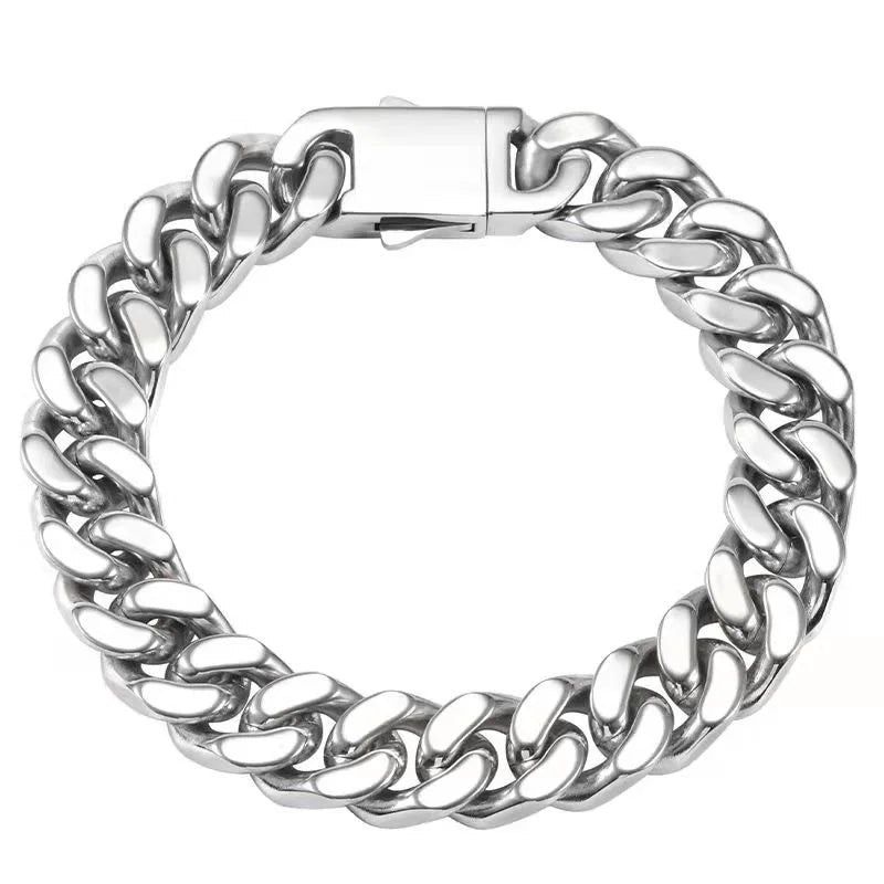 New Hip Hop Cuban Chain Titanium Chain Bracelet for Men Women Stainless Steel Polished Creative Fashion