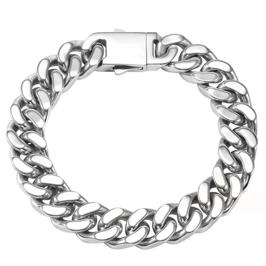 New Hip Hop Cuban Chain Titanium Chain Bracelet for Men Women Stainless Steel Polished Creative Fashion