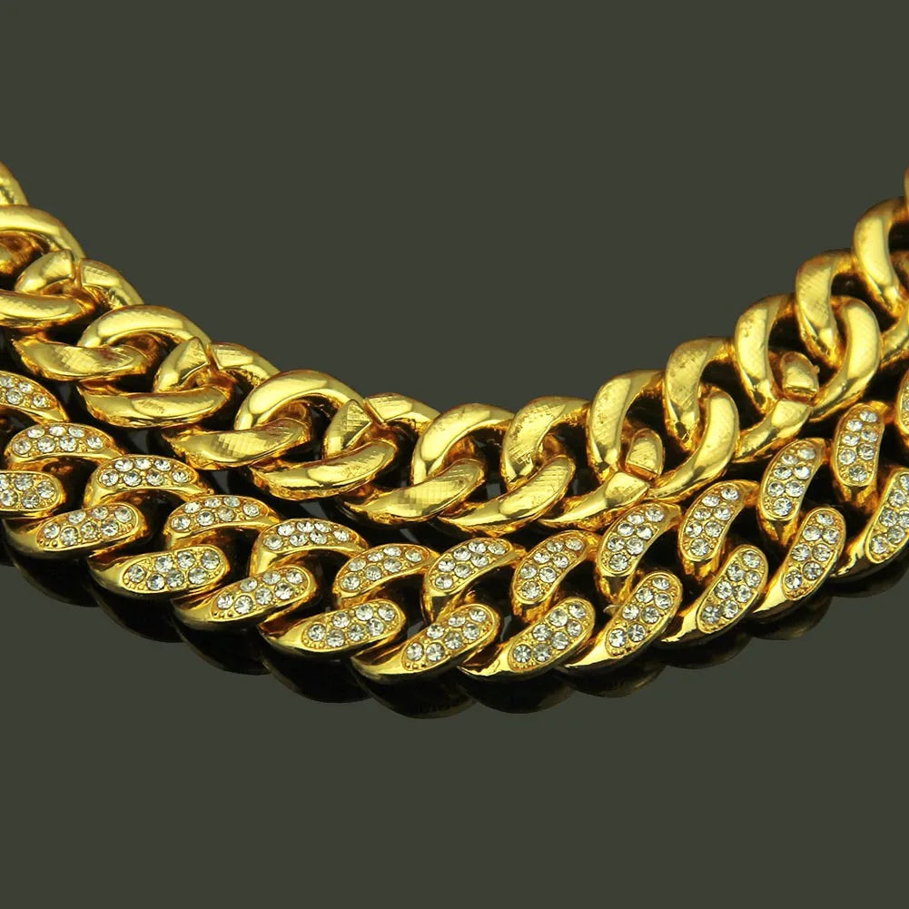 HNSP Luxury Ice Chain For Men Cuban Necklace Jewelry Hip Hop Neck Male Accessories 13MM Wide
