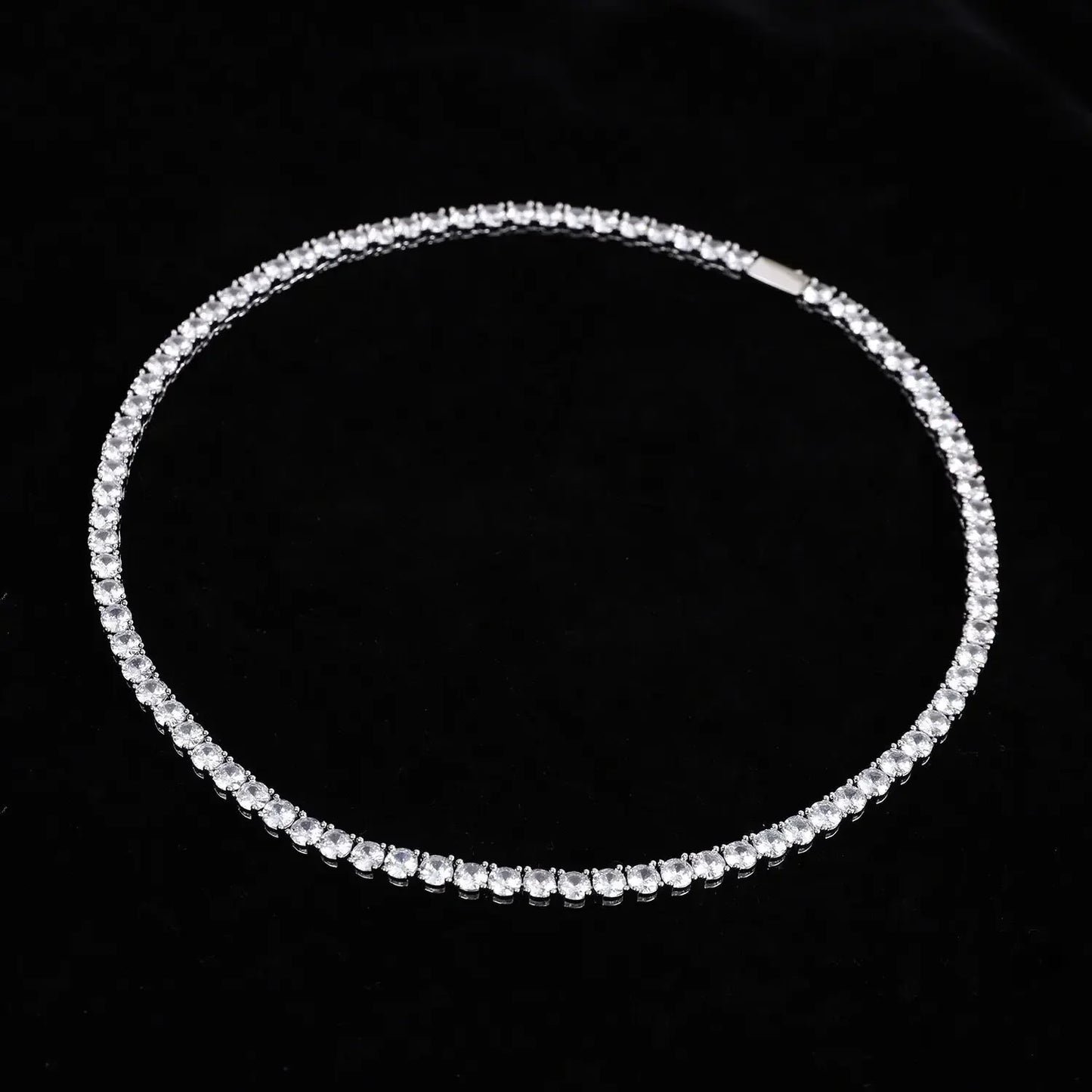 925 Sterling Silver Necklace Zircon Chain Necklace Women Fashion Simple Engagement Wedding Charm Jewelry 4mm 45cm
