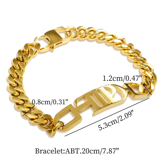 JINHUI TTPD Letter Bracelets For Women Men Stainless Steel Gold Color The Tortured Poets Department Bracelet Thick chain Jewelry