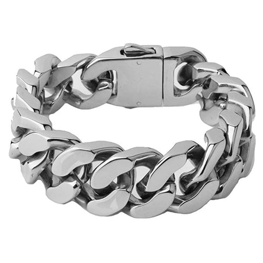 20MM Heavy Punk Retro Cuban Curb Chain Bracelet Bangle Men Women Hiphop Gold Color Stainless Steel Biker Bike Wristband Jewelry