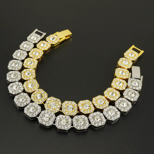 HNSP 13MM Wide Ice Chain Bracelet For Men Women Hip Hop Hand Chain Jewelry Accessories