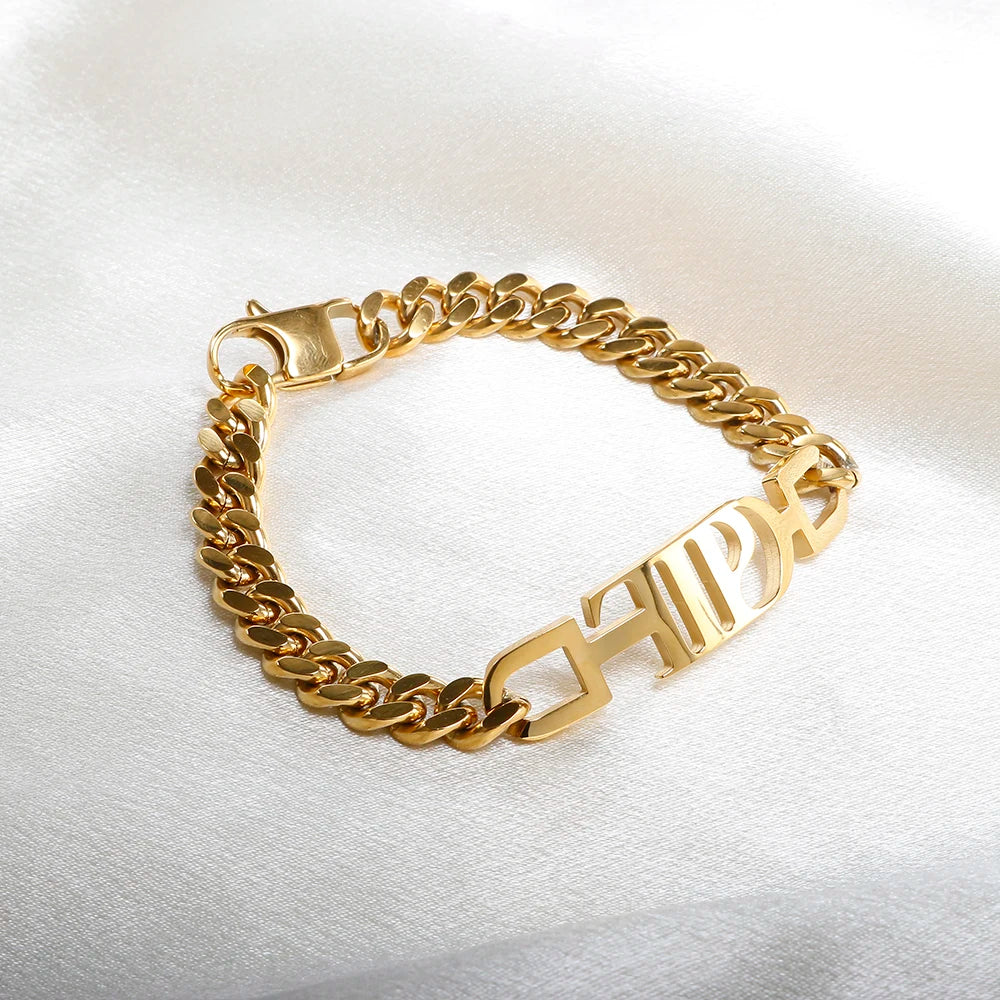JINHUI TTPD Letter Bracelets For Women Men Stainless Steel Gold Color The Tortured Poets Department Bracelet Thick chain Jewelry