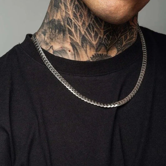 Suitable for Men Cuban Chain Necklace 7mm Stainless Steel Cuban Chain Necklace,50/55/60cm Cuban Chain Hip hop Rap Necklace